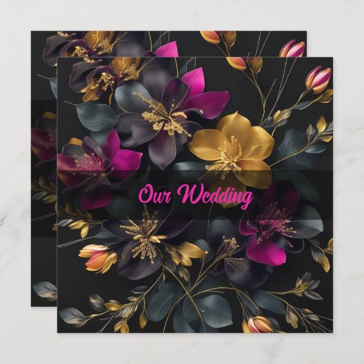 Bouquet peint Faire-part de mariage (Devant / Derrière)