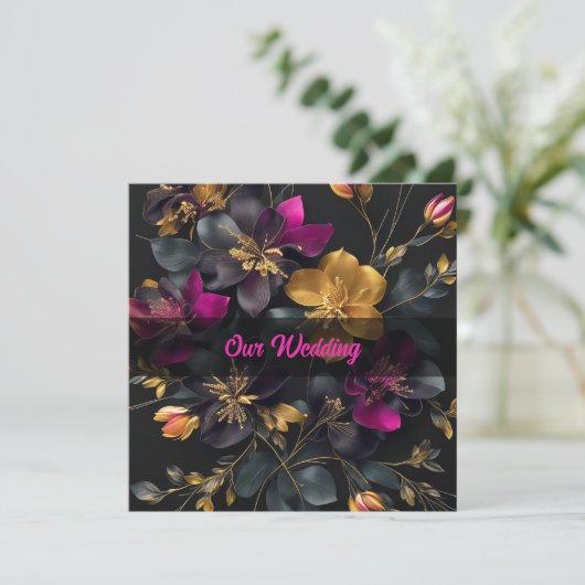 Bouquet peint Faire-part de mariage (Debout devant)