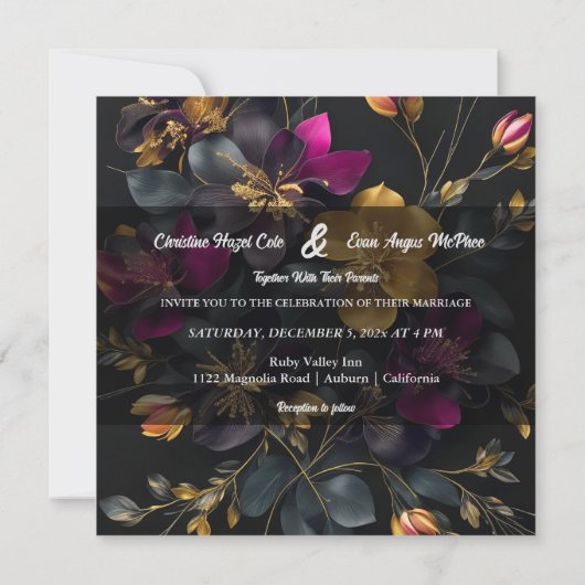 Bouquet peint Faire-part de mariage (Dos)