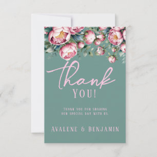 Bouquet Peony Dans Carte de remerciements Aquarell