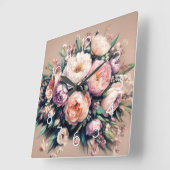 Bouquet Peony Dessin Pascal Horloge Mur Rose (Angle)