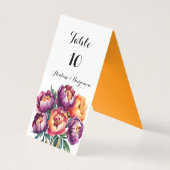Bouquet Plum et Orange Peony Mariage Numéro de tab (Front)