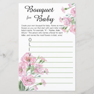 Bouquet pour Baby Baby shower Carte de jeu