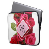 Bouquet Red and Pink Roses Monogram Tablet Sleeve (Voorkant Links)