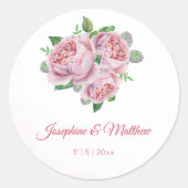 Bouquet Rose Aquarelle Stickers Mariage (Devant)
