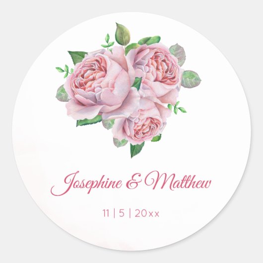 Bouquet Rose Aquarelle Stickers Mariage (Devant)