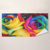 Bouquet Rose arc-en-ciel (Serviette de bain)