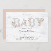 Bouquet rose Baby shower blanc Invitation (Devant / Derrière)