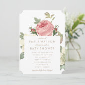 Bouquet rose Baby shower Fleur Invitation (Debout devant)