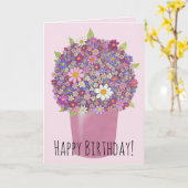 Bouquet rose de fleurs Carte d'anniversaire (Fleur jaune)