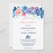 Bouquet Rose de la Pêche bleue Faire-part de maria (Devant)