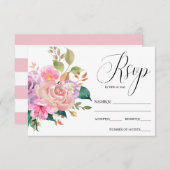 Bouquet rose délicat élégant RSVP de mariage (Devant / Derrière)