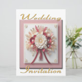 Bouquet rose et or faire-part de mariage (Debout devant)