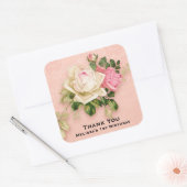 Bouquet rose et rose blanche Sticker Carré d'anniv (Enveloppe)