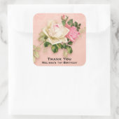 Bouquet rose et rose blanche Sticker Carré d'anniv (Sac)
