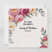 Bouquet rose floral Carte de remerciements (Devant)