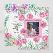 Bouquet rose floral Carte de remerciements de symp (Devant / Derrière)