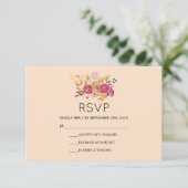 Bouquet rose floral sur Peach Pastel Wedding RSVP (Debout devant)