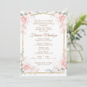 Bouquet rose quinceañera invitation (Debout devant)