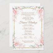 Bouquet rose quinceañera invitation (Devant / Derrière)