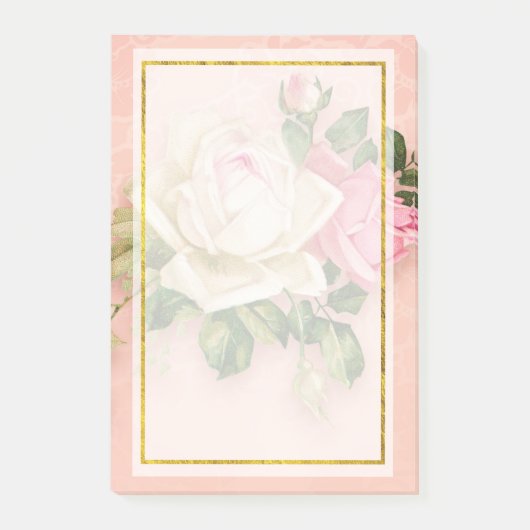 Bouquet Rose & Rose Blanc Bouquet Post-it Notes (Devant)