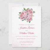 Bouquet Rose Rose Floral Mariages Invitations (Devant)