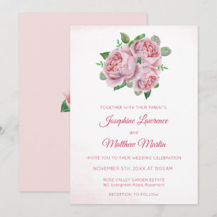 Bouquet Rose Rose Floral Mariages Invitations