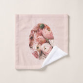 Bouquet Roses roses Elégant Nom Vintage Monogramme (Gant de toilette)