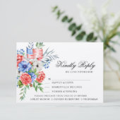 Bouquet rouge blanc et bleu | Carte RSVP Options d (Debout devant)