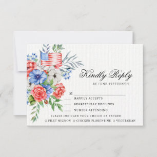 Bouquet rouge blanc et bleu Carte RSVP Options d