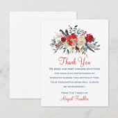 Bouquet rouge floral Carte de remerciements de sym (Devant / Derrière)