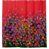 Bouquet rouge Papillons Douche rideau (Devant)