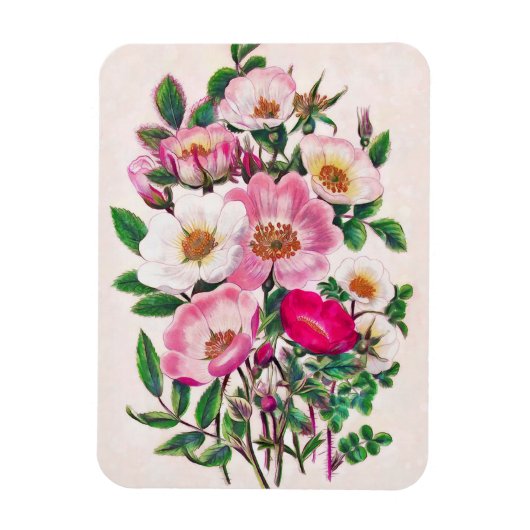 Bouquet roze en White Wild Roos Flowers Magneet (Verticaal)
