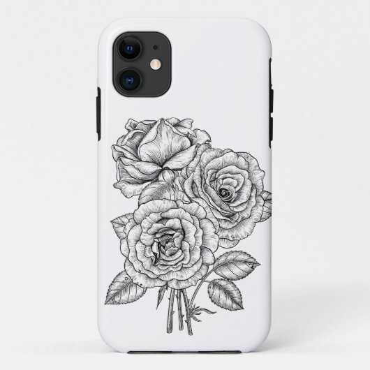 Bouquet rozen in zwart-wit Case-Mate iPhone case (Achterkant)