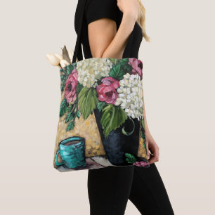 "Bouquet sac fourre-tout floral avec de café"