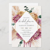 Bouquet séché de Bohême Invitation à la douche nup (Devant / Derrière)