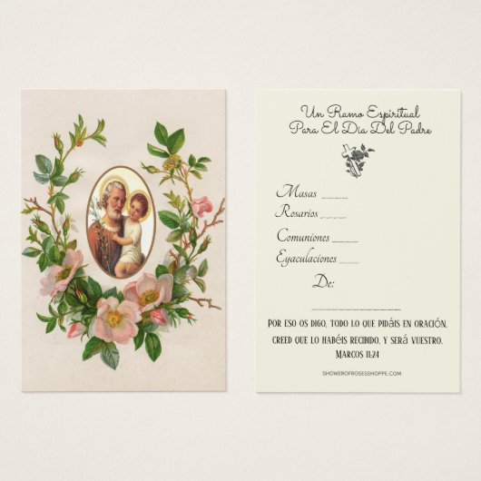 Bouquet spirituel Saint-Joseph Carte sainte espagn (Devant & derrière)