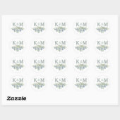 Bouquet Succulent Mariage Floral Initiales Sticker (Feuille)