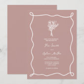 Bouquet Swirl Roze bruiloft Kaart (Voorkant / Achterkant)