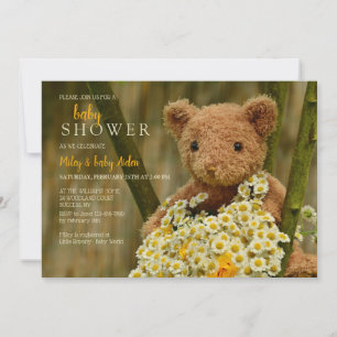 Bouquet Teddy Bear Baby shower Kaart