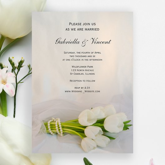 Bouquet Tulip Blanc Printemps Invitation de mariag