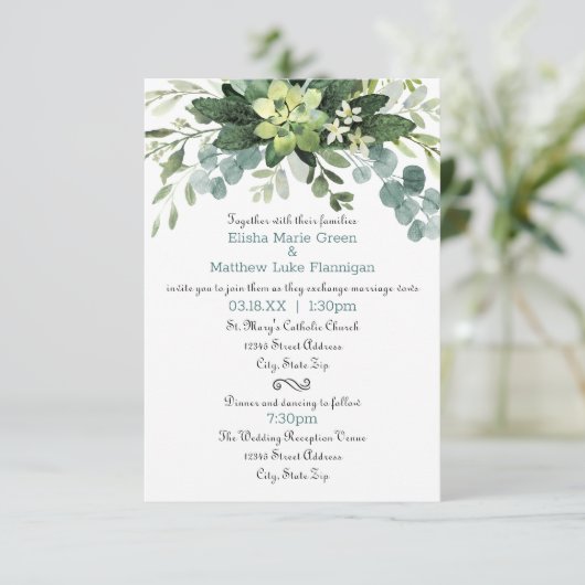 Bouquet Turquoise - Invitation Mariage/Réception 3 (Debout devant)