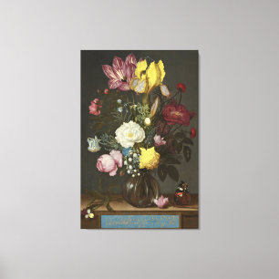 Bouquet van Bloemen in een Glass Vase Canvas Afdruk