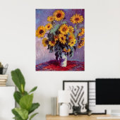 Bouquet van Claude Monet over zonnebloemen Poster (Thuiskantoor)