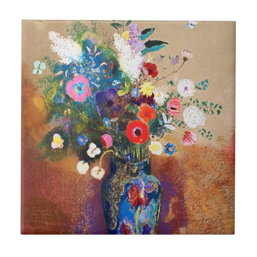Bouquet van Flowers door Odilon Redon Tegeltje (Voorkant)