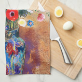 Bouquet van Flowers door Odilon Redon Theedoek (Quarter Fold)