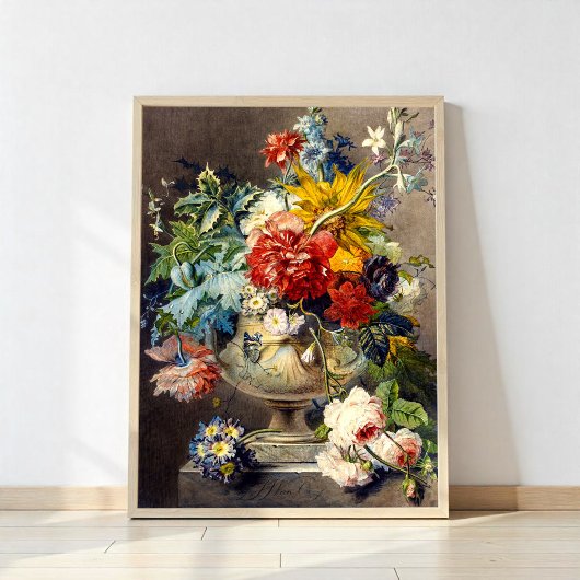 Bouquet van Flowers in een Vase door Johannes van  Poster