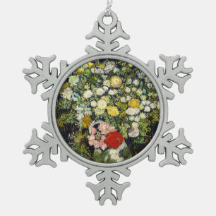 Bouquet van Flowers in een Vase door Vincent Van G Tin Sneeuwvlok Ornament