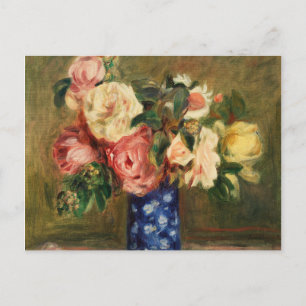 Bouquet van Rozen Renoir Impressionist Art Paintin Briefkaart