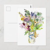 Bouquet van zomerbloemen. Waterverf schets Briefkaart (Voorkant / Achterkant)